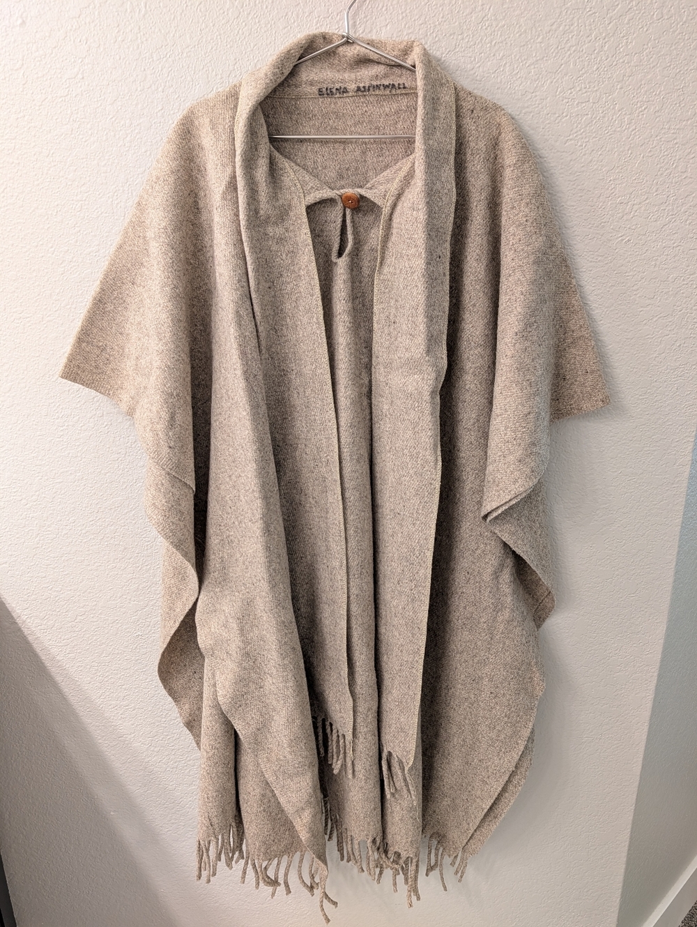 Wool Pullover Cape - Scarf Poncho - Natural Beige - One Size Fits Most